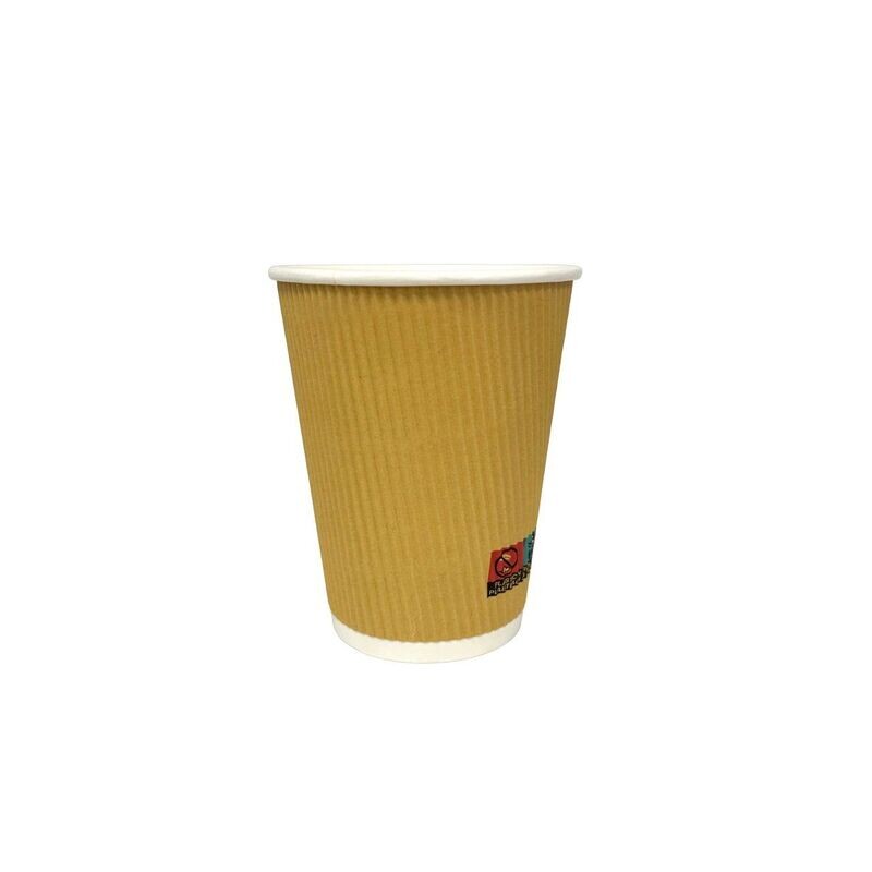 12oz Kraft Triple Ripple Wall Paper Hot Cups EU LOGO (20x25)