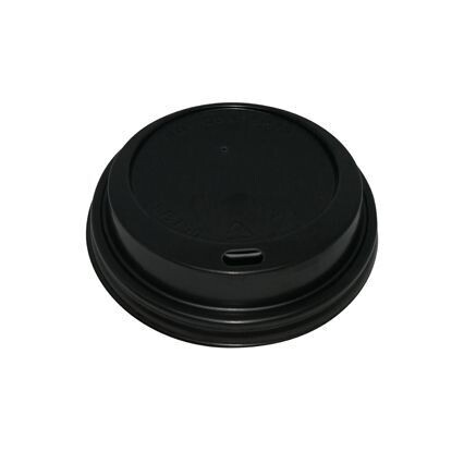 80mm Black Hot Cup Lids - Huh - (8oz) (10x100)