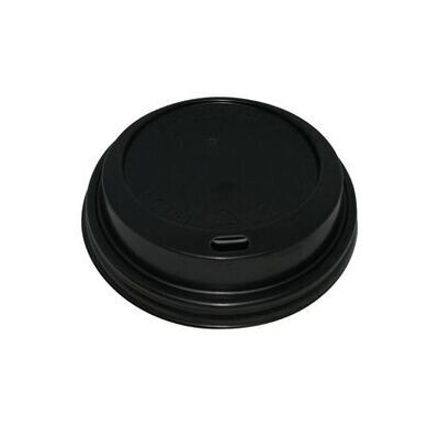80mm Black Hot Cup Lids - Huh - (8oz) (10x100)