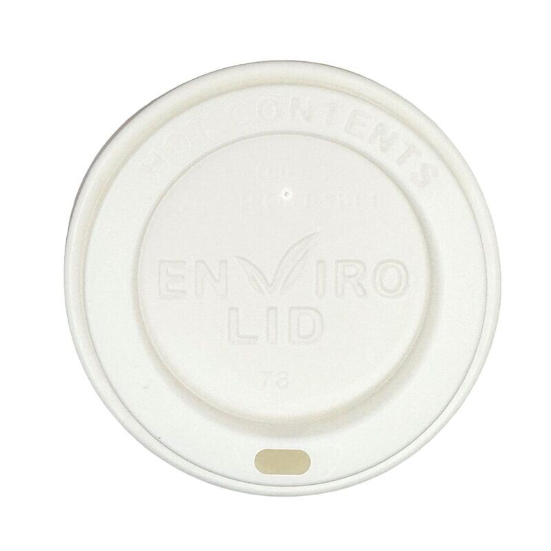 White 12/16oz compostable hot cup lids (10 x 100's)