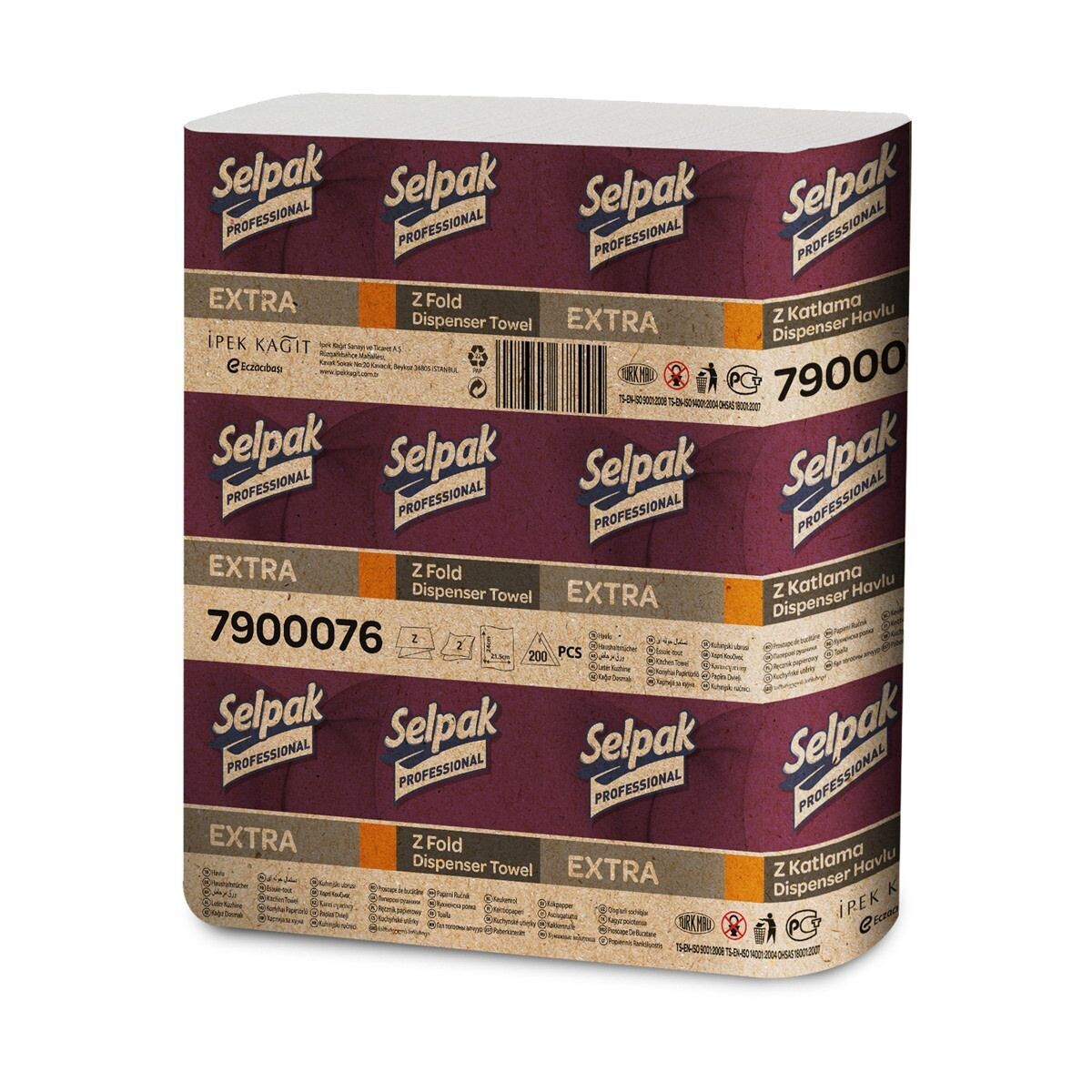 2ply Selpak Zfold White Hand Towels - 21.5x24cm (12x200`s)