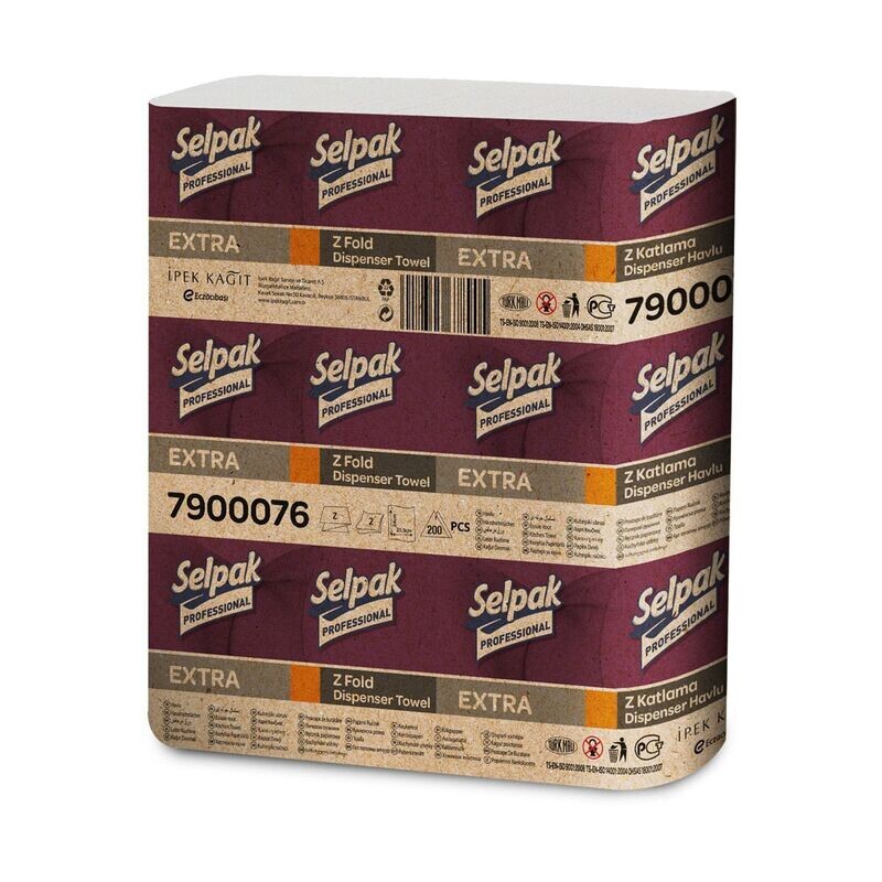 2ply Selpak Zfold White Hand Towels - 21.5x24cm (12x200`s)