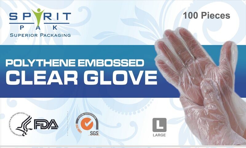 Large Poly gloves clear embossed PE (100x100)