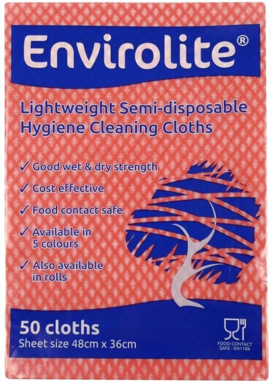 Envirolite Folded Cleaning Cloths Red (10x50)