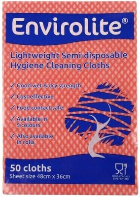 Envirolite Folded Cleaning Cloths Red (10x50)