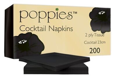 Black Cocktail napkins - 23" x 23" (20 x 200's)