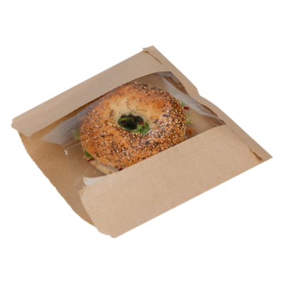 Medium Flat Kraft Compostable Windowed Bag 210x210 (1000)