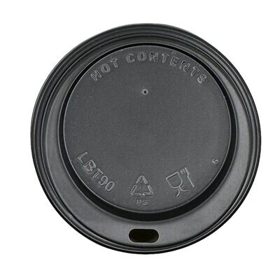 80mm Black Hot Cup Lids - (8oz) (10x100)