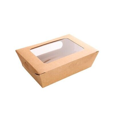 Medium "Kraft"Salad Box with Big window - 570ml  (8x50)