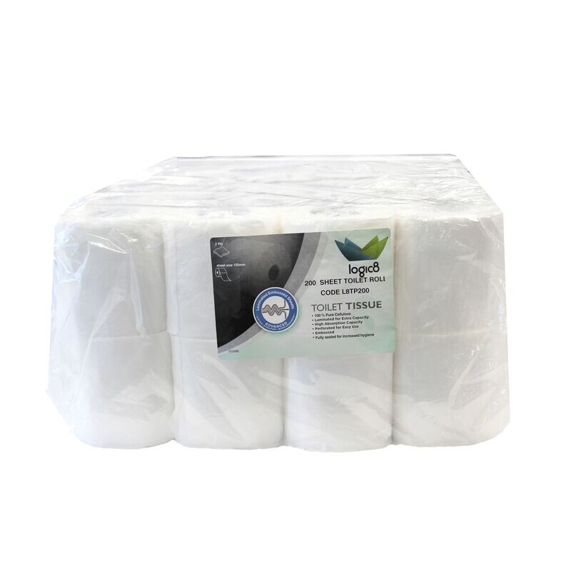 Logic8 200 sheet 2ply toilet roll (12 x 4's)