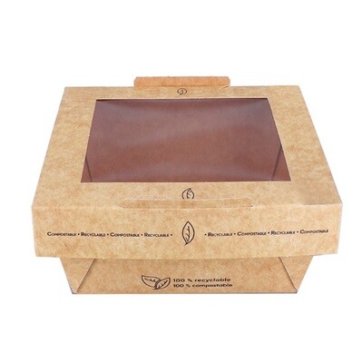 850ml Lunchipak Compostable Windowed Boxes 15x15x4.5 (160)