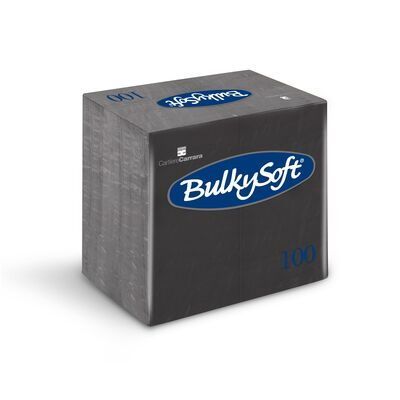 Bulkysoft 40x40cm Black 2ply 8fold Dinner Napkins (20x100)