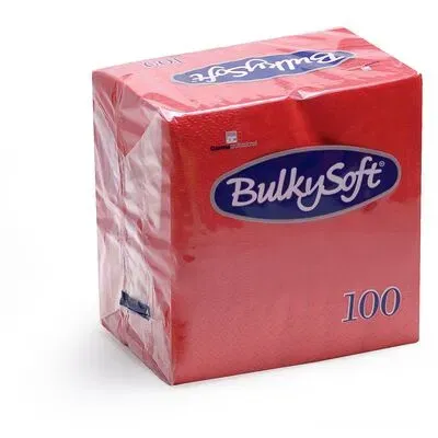 Bulkysoft 33x33cm Red 2ply 4fold Lunch Napkins (20x100)