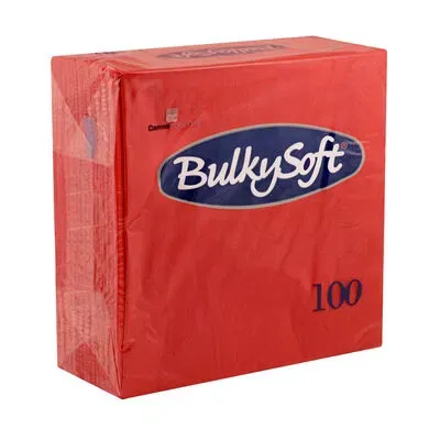 BulkySoft 40x40cm Red 2ply 4 Fold Dinner Napkin (20x100)