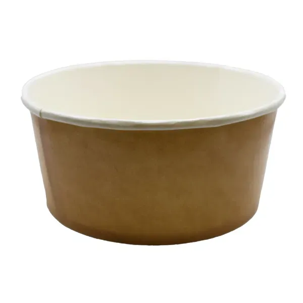 750ml Round PE Kraft & White Bowls (KB5) (8x50) - Sub