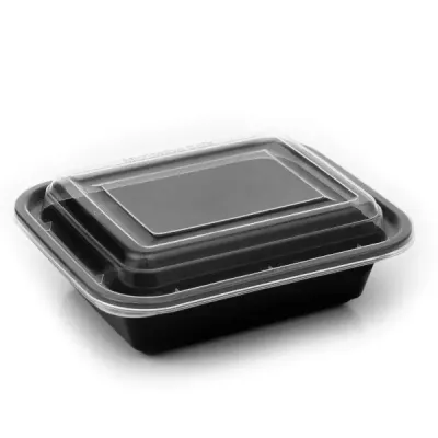 12oz Onyx PP Microwavable & Reusable Black Base Clear Lid (6x25)