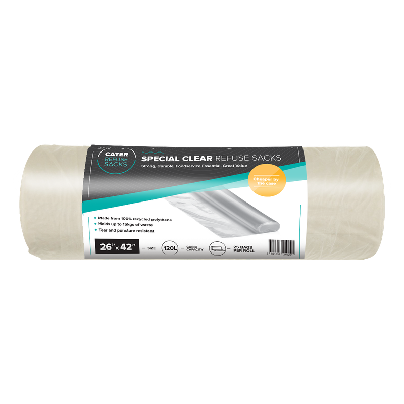 26 x 42 Special Clear refuse sacks (8x25`s)