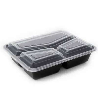 32oz Onyx 3 Comp PP Microwavable & Reusable Black Base Clear Lid (6x25)
