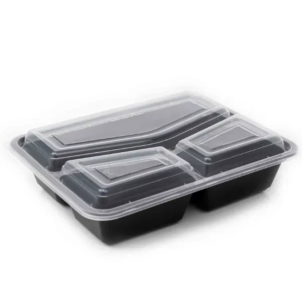 32oz Onyx 3 Comp PP Microwavable & Reusable Black Base Clear Lid (6x25)