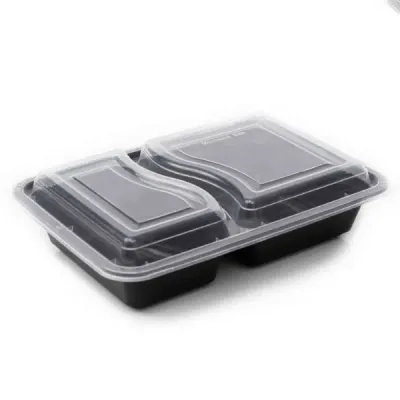 32oz Onyx 2 Comp PP Microwavable & Reusable Black Base Clear Lid (6x25)
