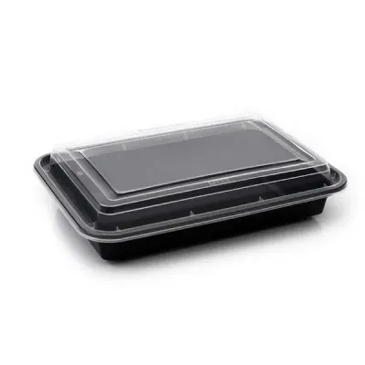 32oz Onyx 1 Comp PP Microwavable & Reusable Black Base Clear Lid (6x25)