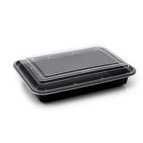 32oz Onyx 1 Comp PP Microwavable & Reusable Black Base Clear Lid (6x25)