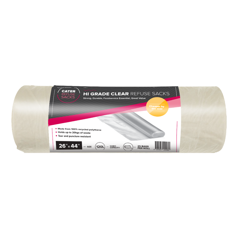 26 x 44 Hi Grade clear refuse sacks (8x25)