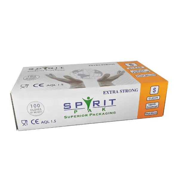 Spirit LP clear vinyl gloves SML (10x100) Spirit LP clear vinyl gloves SML (10x100)