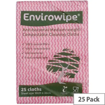Envirowipe Plus Folded Cleaning Cloths Red (6x25)