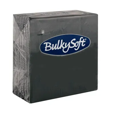 Bulkysoft 33x33cm Black 2ply 4fold Lunch Napkins (20x100)