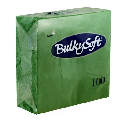 BulkySoft 40x40cm Green 2ply 4 Fold Dinner Napkin (20x100)