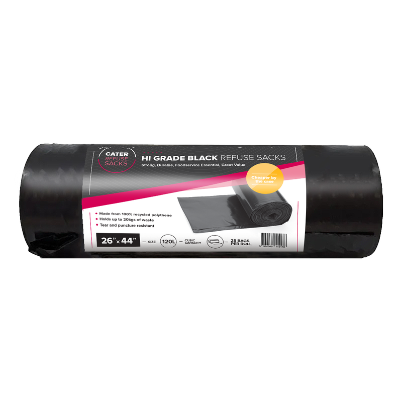 26 x 44 Hi Grade black refuse sacks (8 x 25)