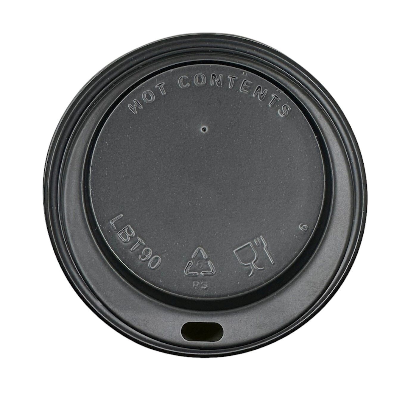 90mm Black Hot Cup Lids - (16/12oz) (10x100) 90mm Black Hot Cup Lids - (16/12oz) (10x100)