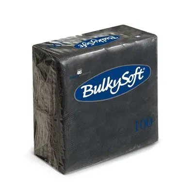 Bulkysoft 24x24cm Black 2ply 4fold Cocktail Napkins (20x100)