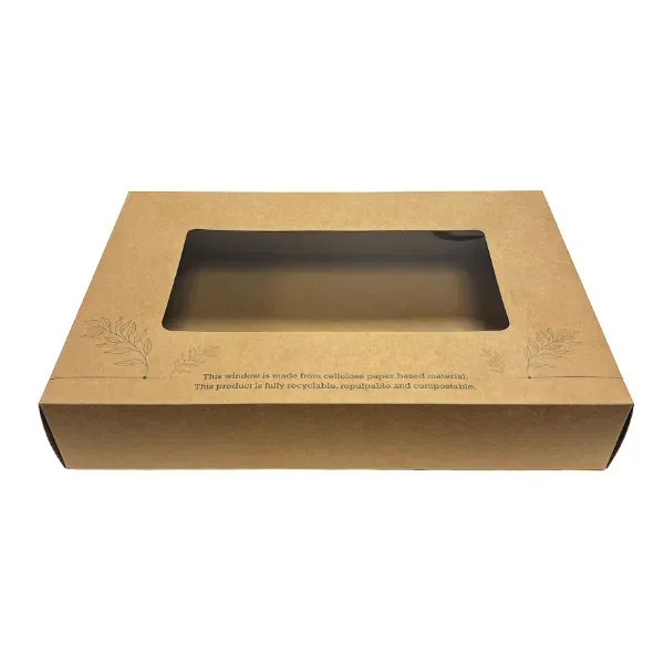 Large Kraft Platter Box & Insert Compostable Window (450mm x 310mm x 82mm) (25) Large Kraft Platter Box & Insert Compostable Window (450mm x 310mm x 82mm) (25)