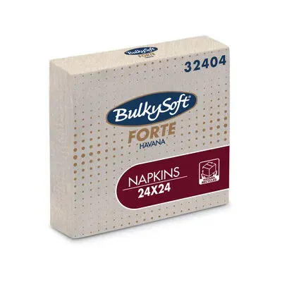 Bulkysoft 24x24cm Kraft 2ply 4fold Cocktail Napkins (20x100)