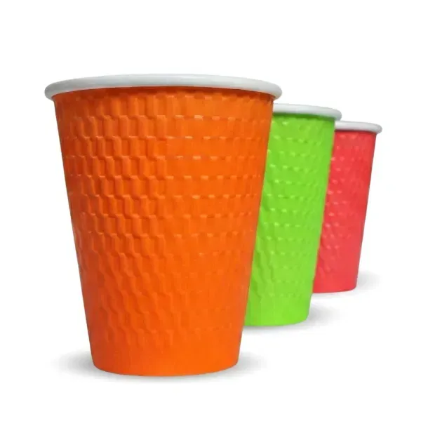 12oz Embossed PE DW Hot Cups Assorted Colours (20 x 25's) 12oz Embossed PE DW Hot Cups Assorted Colours (20 x 25's)