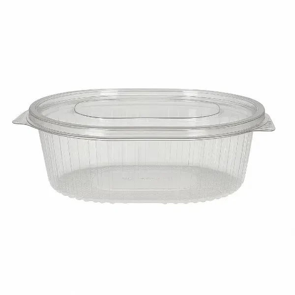 375cc rPET Oval hinged salad container (8x50) 375cc rPET Oval hinged salad container (8x50)