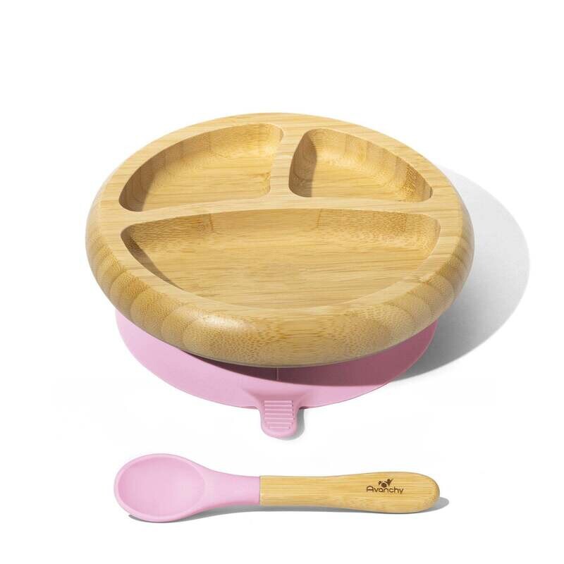 Toddler suction plate and spoon/orange/pink