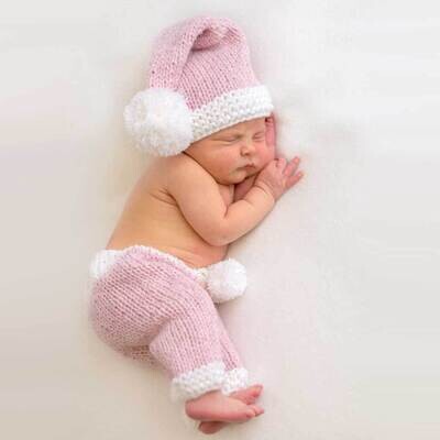 Newborn Pink Sparkle Santa Stocking Hat/NB