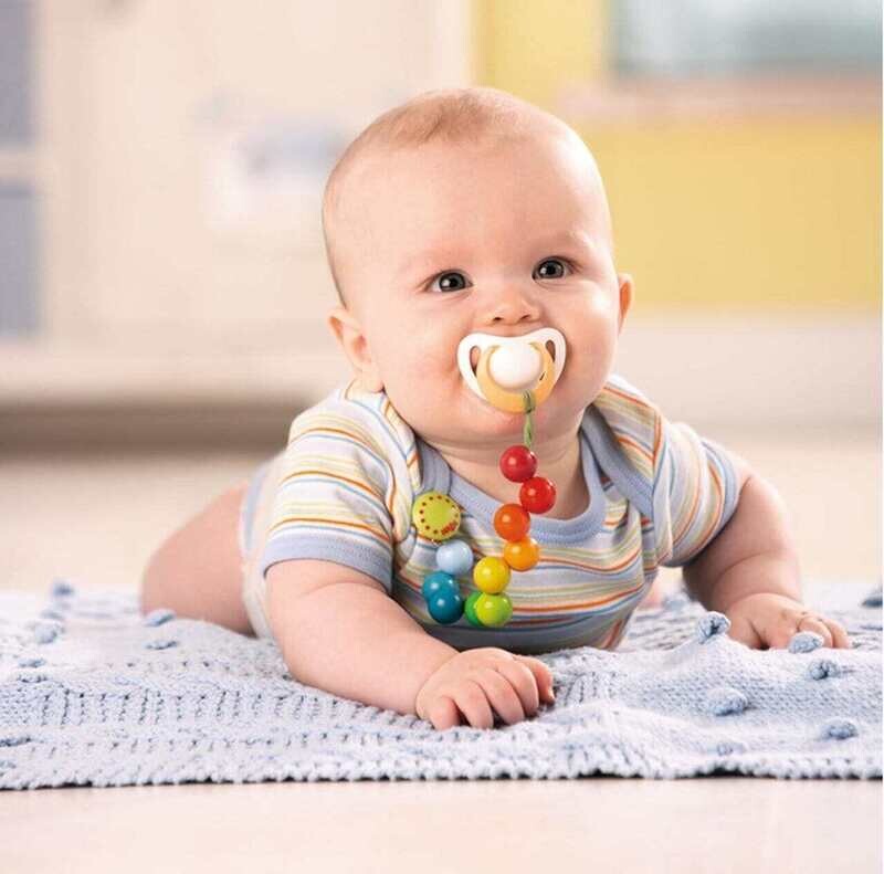 Rainbow Pearls Pacifier Clip