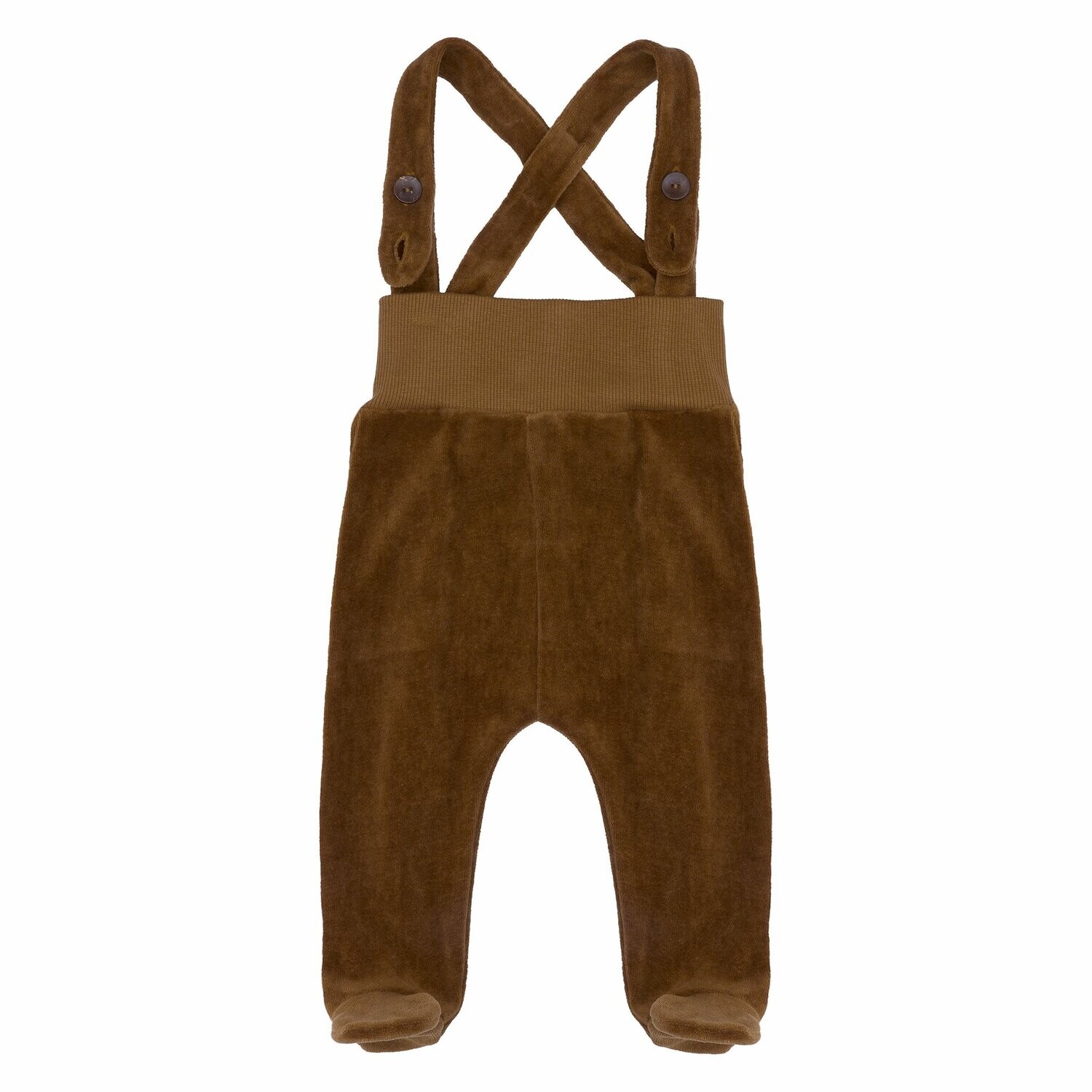 Organic Velour footed Dungarees-3-6m