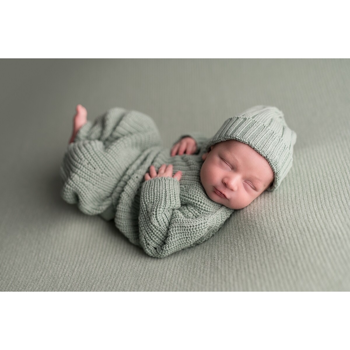 Jean knit Jacket Set Mint  Pearl 3-6m