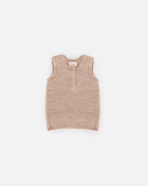Sleeveless Henley fuzzy 0-3m 3-6m