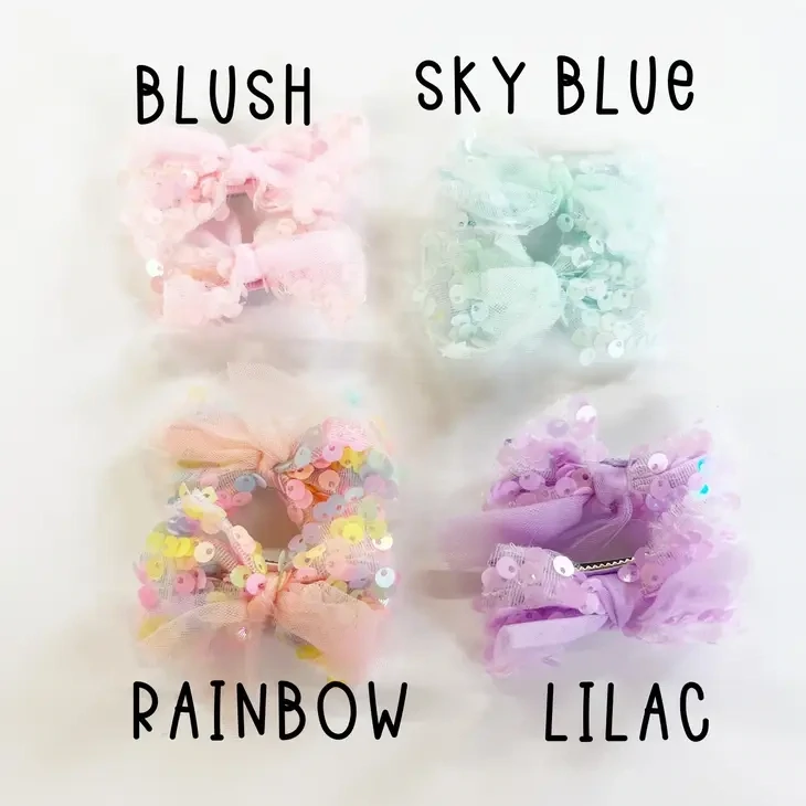 Sequin Tulle small pigtail clip