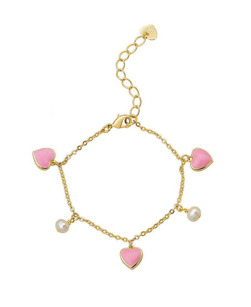 Hearts & Pearls Charm Bracelet