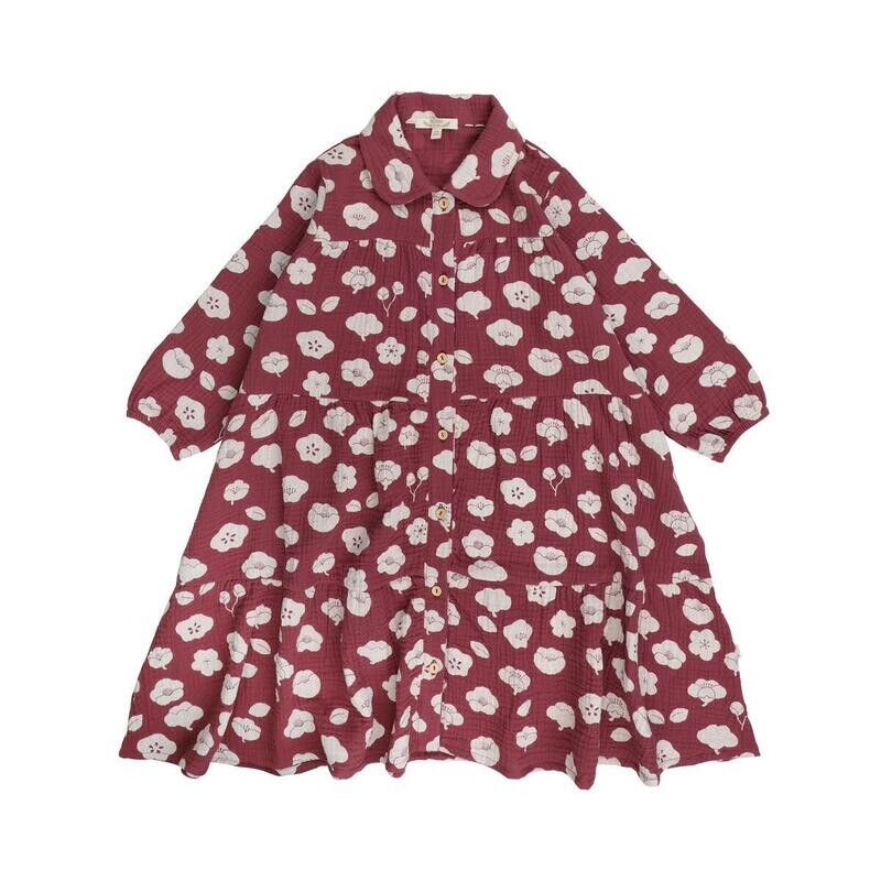 Muslin Dress, Color: Plums in Bloom, Size: 4-5