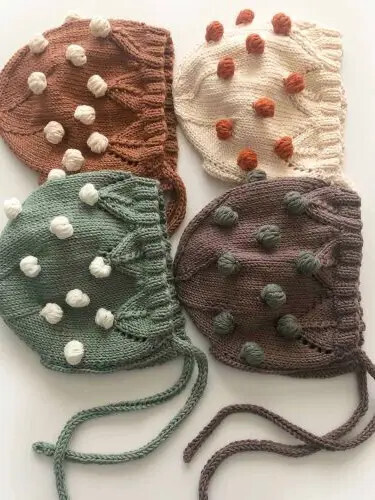 Organic Cotton  Popcorn Bonnet Sz 1-2yr Brown