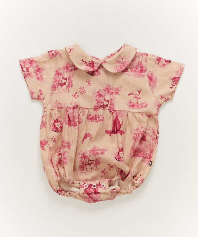 Ss Romper-Slvr Pny/Toile De Jouy