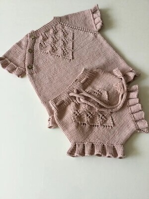 Organic Handknitted Frilly Dress & Bloomer